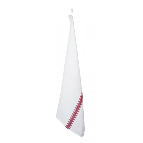 Linen Kitchen Towel White With Red Stripe