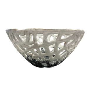 Ceramic Round Lattice Bowl Charcoal and White