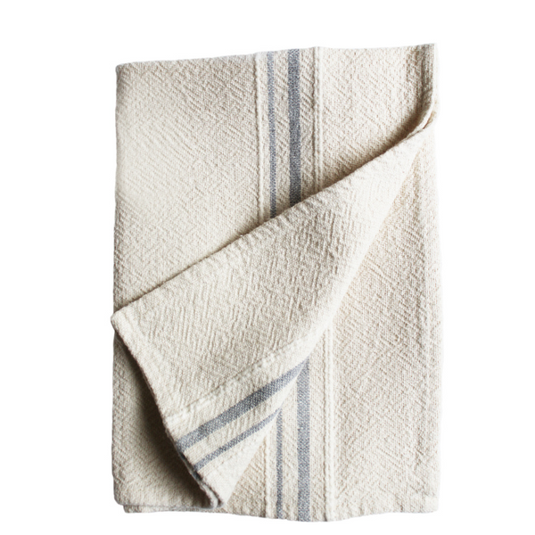 Handwoven Dish Towel Light Grey Stripe