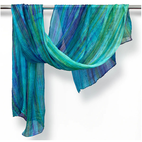 Lua Blue and Grey Watercolor Silk Scarf