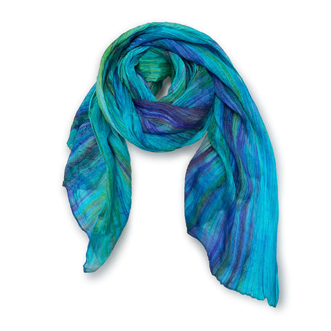 Lua Blue and Grey Watercolor Silk Scarf