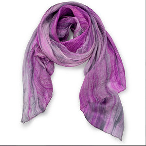 Lua Magenta and Grey Watercolor Silk Scarf