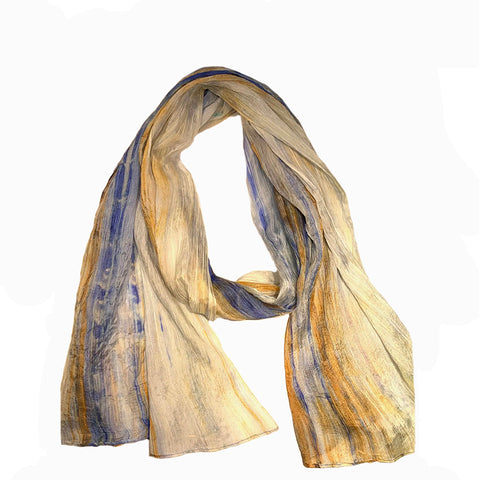 Lua Watercolour Silk scarf Blue and Warm Yellow