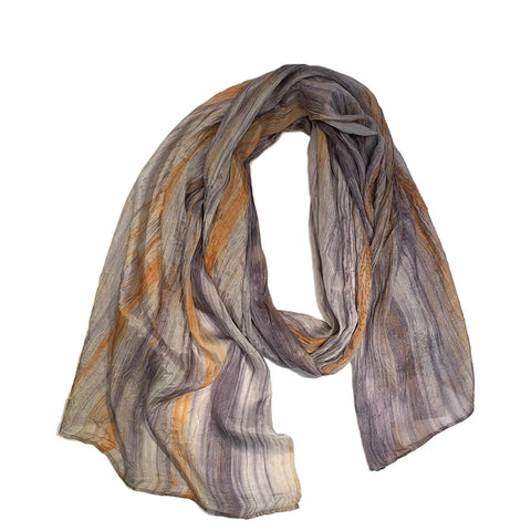 Lua Watercolour Silk scarf Grey and Rust