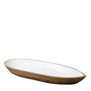 Wood and Enamel Oval Dish
