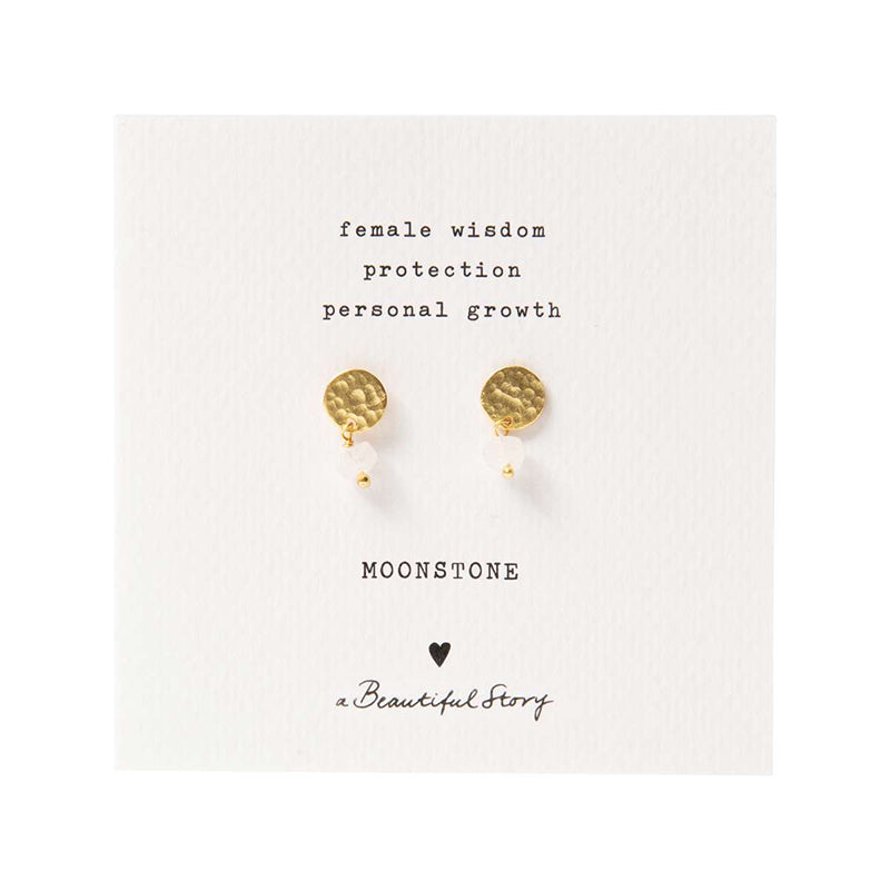 Mini Coin Moonstone Gold Earrings
