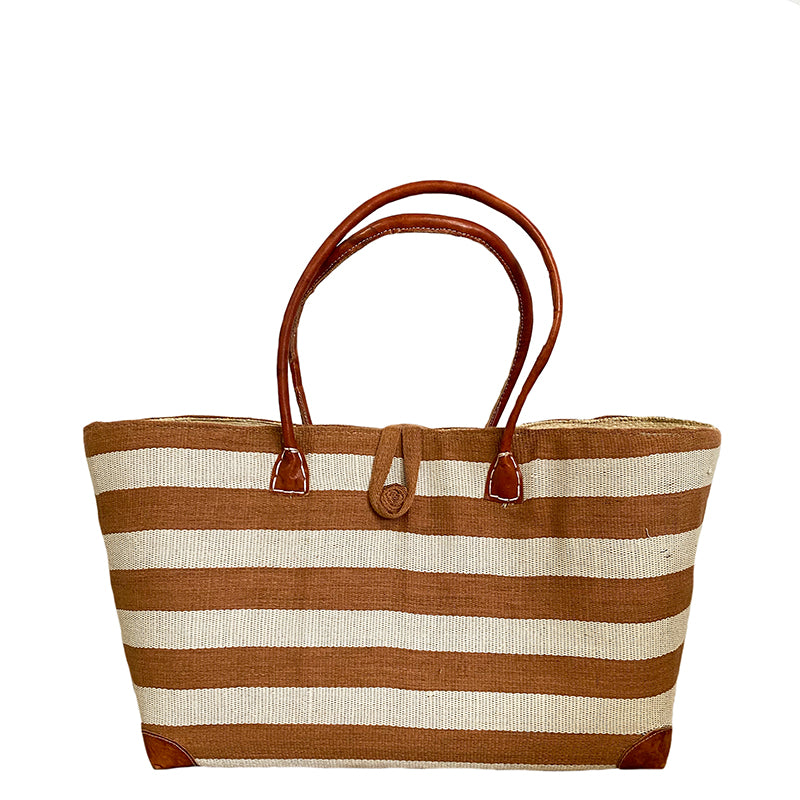 Wild Silk Market Bag Cream and White Stripe