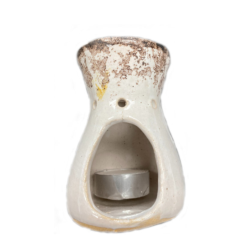 Ceramic Handmade Oil Burner White and Mason Stain