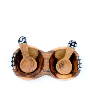 Olive wood Salt & Pepper Pinch Bowl  with Spoon