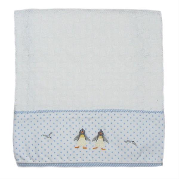 Cotton Baby Blanket Penguin Beach Party With Blue Trim 