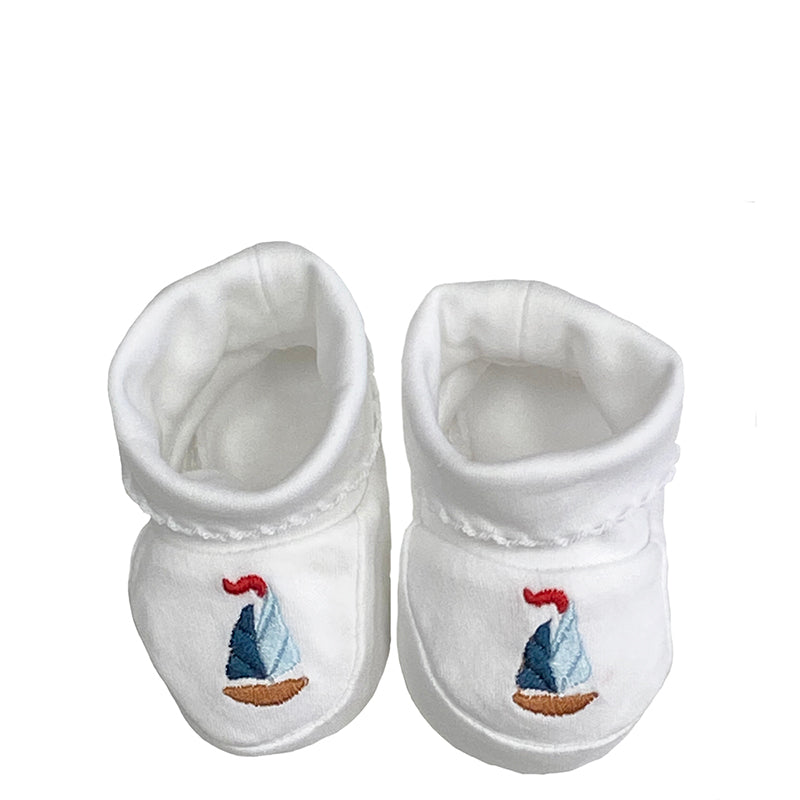 Pima Cotton Booties with Sailboat