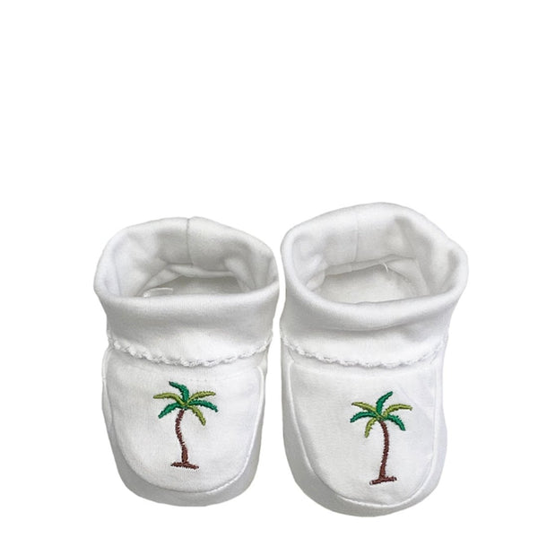 Pima Cotton Baby Booties with Palm Tree