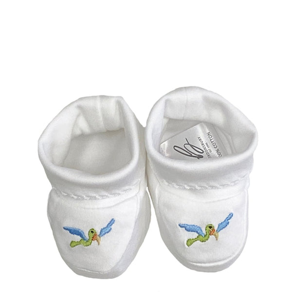 Pima Cotton Baby Booties with Bird