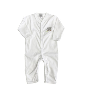onesie with elephant and picot trim