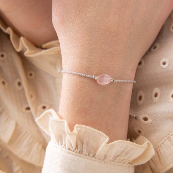 rose quartz silver bracelet