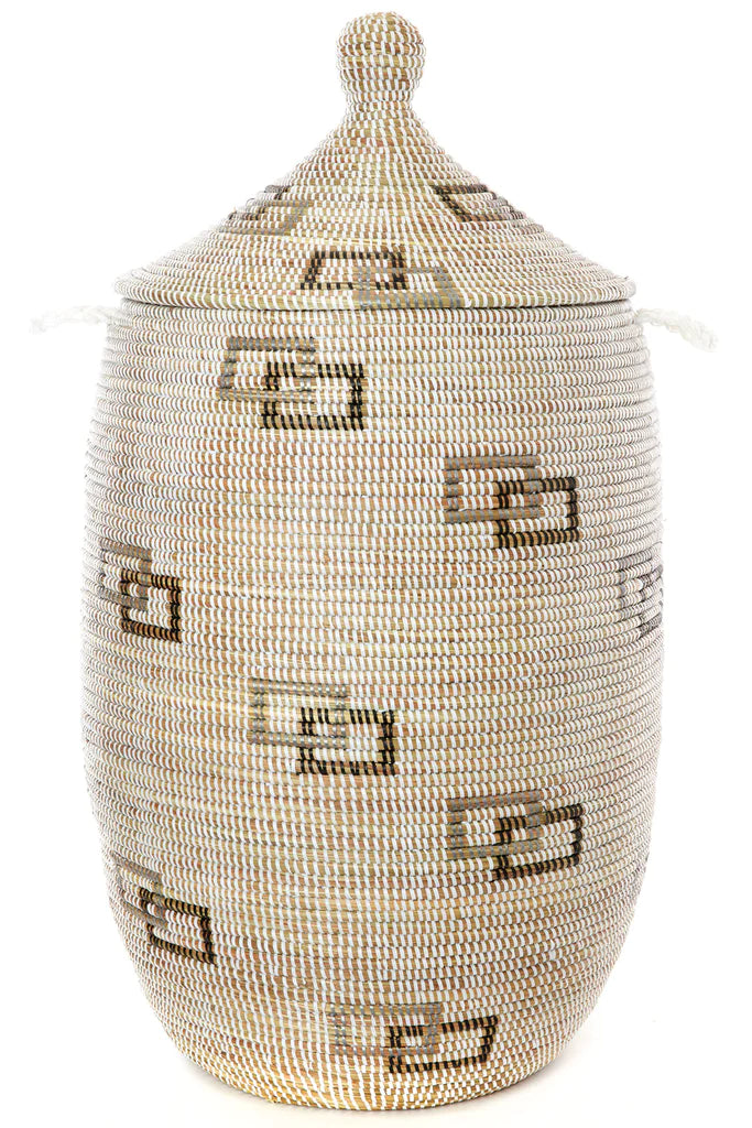 senegalese hamper basket large lidded block pattern