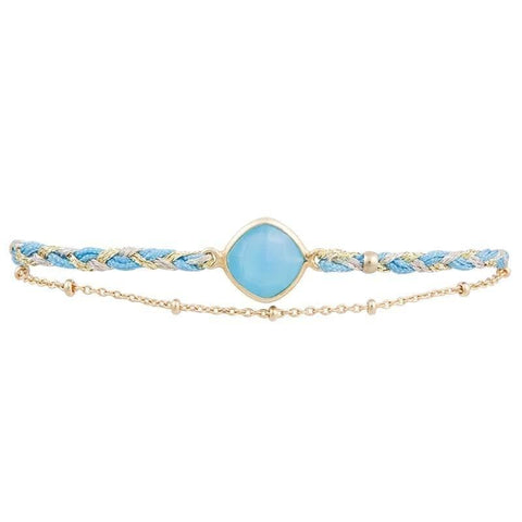 Silk Braided Bracelet Blue and Gold