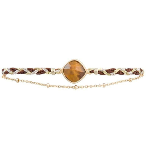 Silk Braided Bracelet  Brown and Gold