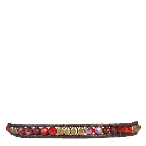 Single Wrap Crystal Bracelet Red