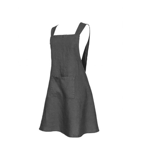 Stone Washed Linen Apron Charcoal