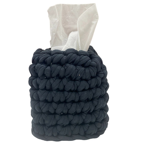 cotton tissue box cover black