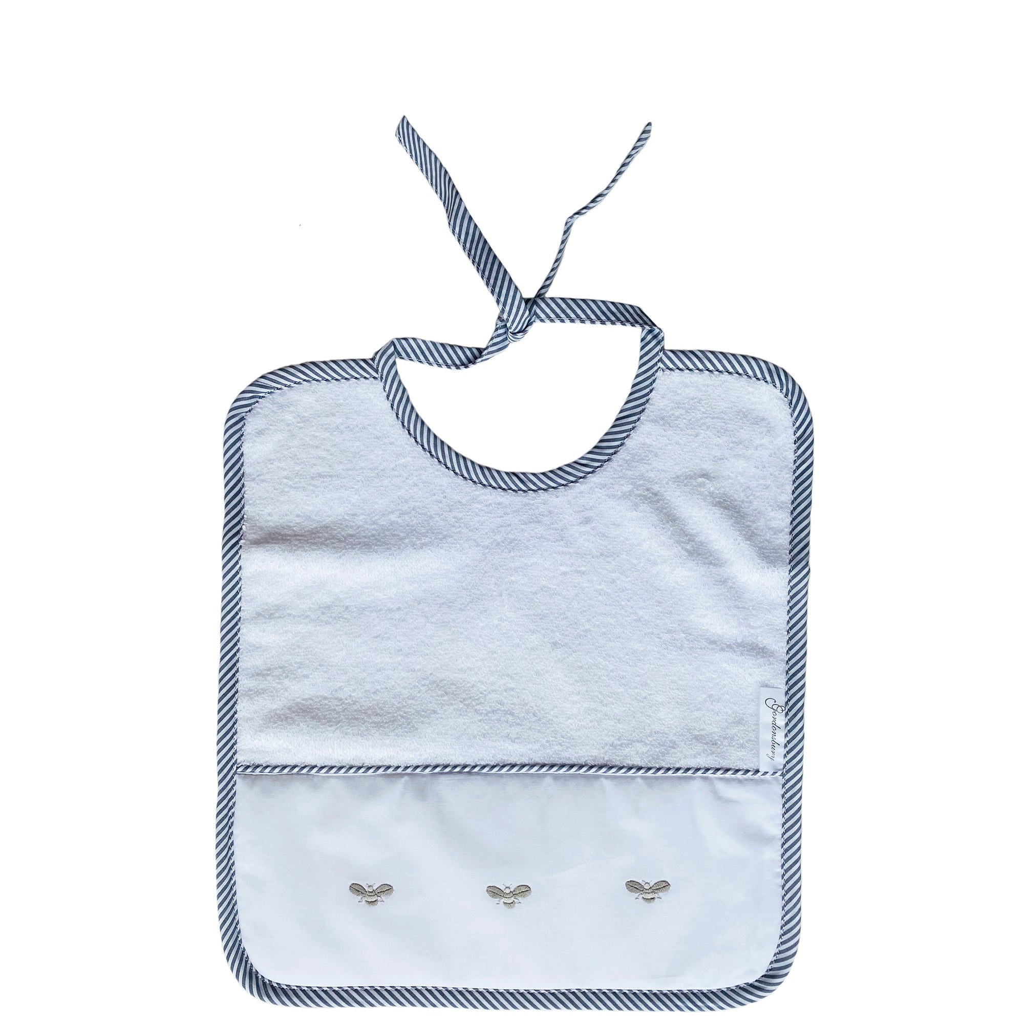 Baby Terry Bib Baby Bees Grey