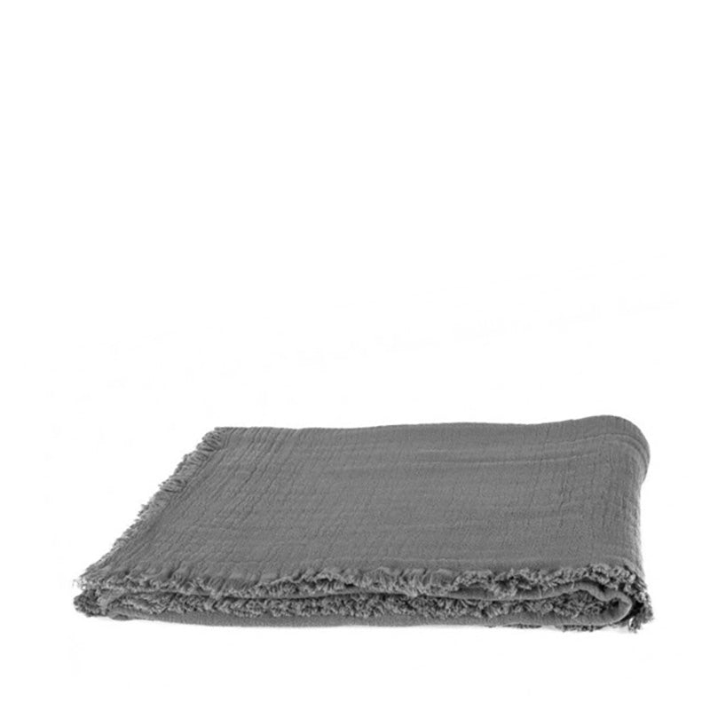 Harmony Stone Washed Linen Throw Charcoal