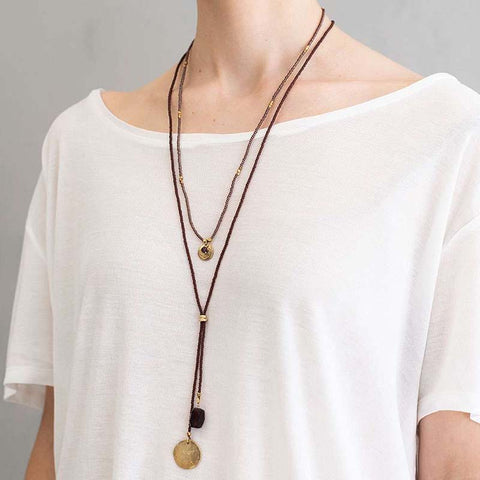 Truly Garnet Flower of Life Gold Necklace