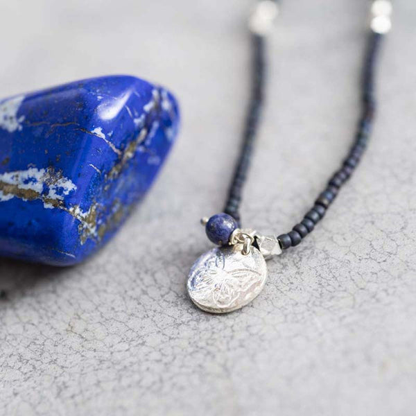 Timeless Lapis Lazuli Butterfly Silver Necklace