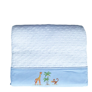 Cotton Blanket - Twin - On Safari - Blue 
