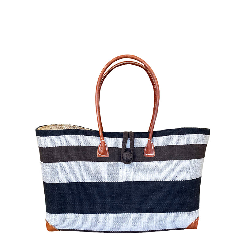 Wild Silk Market Bag Stone and Black Stripe